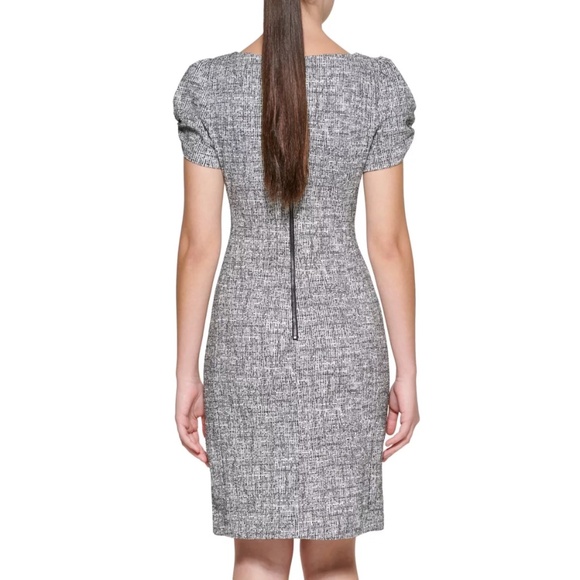 Karl Lagerfeld Paris Knit Sheath Black/White Short Sleeve Dress Size 4 - Picture 2 of 10